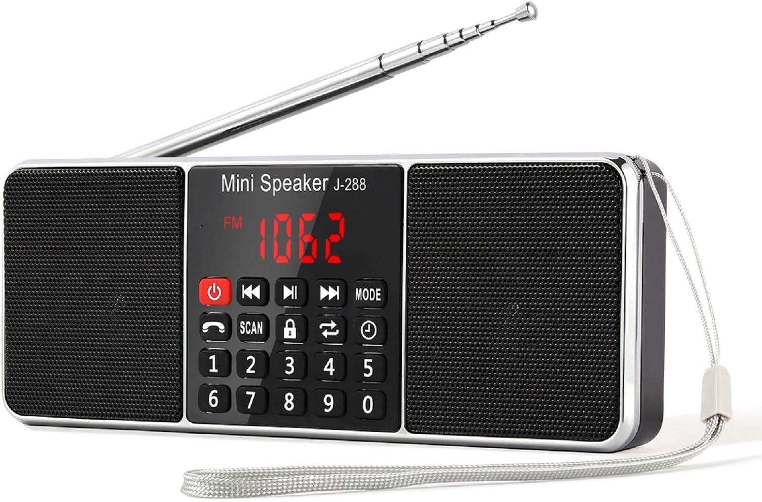 PRUNUS J-288 AM/FM Radio Portable, Hands-Free Bluetooth Radio Stereo Speaker with Sleep Timer, Power-Saving Display, Ultra-Long Antenna, AUX Input & USB Disk & TF Card MP3 Player(Black): Electronics