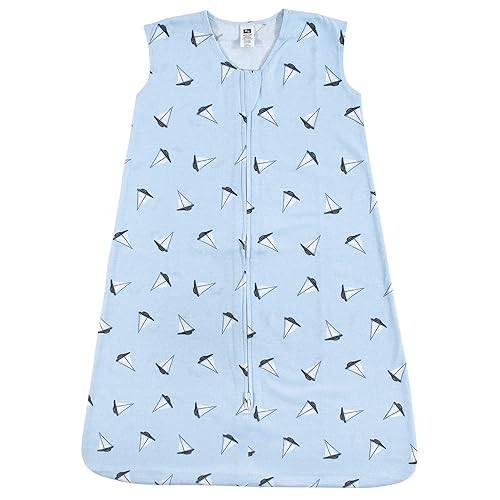 Hudson Baby Unisex Baby Cotton Sleeveless Wearable Sleeping Bag, Sack, Blanket, Sailboats, 6-12 Months