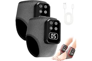 Foot Massager, Wireless 4-in-1 Foot Revive Massager with 5 Vibration Modes & 6 Heat Levels, Portable Heated Ankle Wrap for Bo