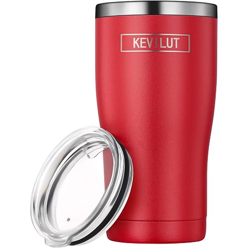 KEVILUT Stainless Steel Tumbler, Travel Mug, Tumbler Cups, Stainless Steel Coffee Mug with Lid, Double Wall Tumbler, 20 oz Tumbler - Red