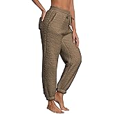 Famulily Womens Winter Sherpa Fleece Sweatpants Drawstring Waist Joggers Pants Thick Thermal Trousers with Pockets