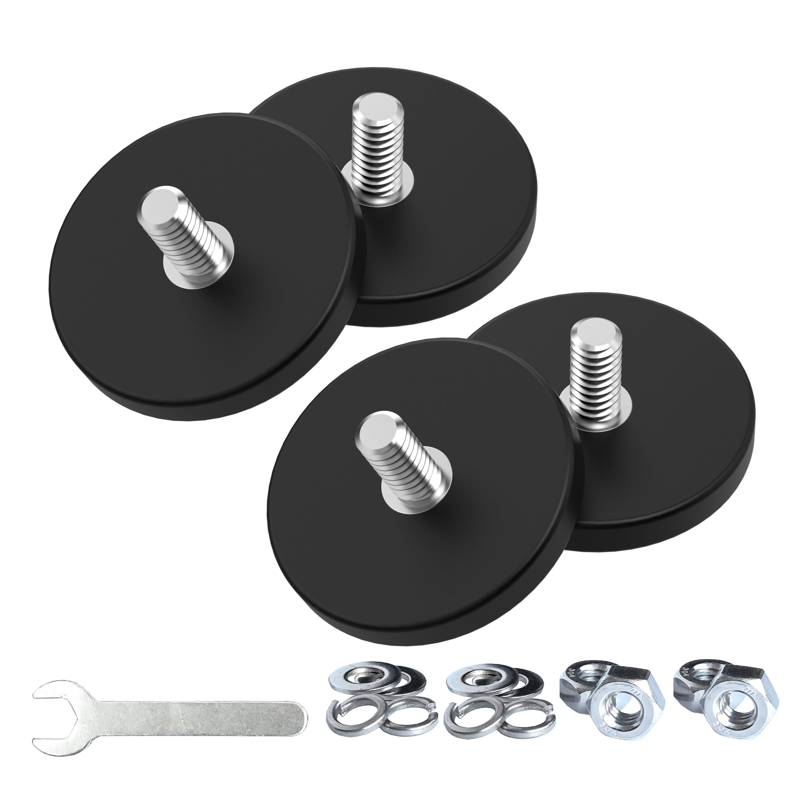 Photo 1 of Magnetpro 4 Pieces Strong Rubber Coated Mounting Magnets Anti-Scratch & Anti Corrosion, Over 30 LB Adhesive Power, with 1/4"-20 Stainless Steel Male Thread and Nut for PTZ, Camera