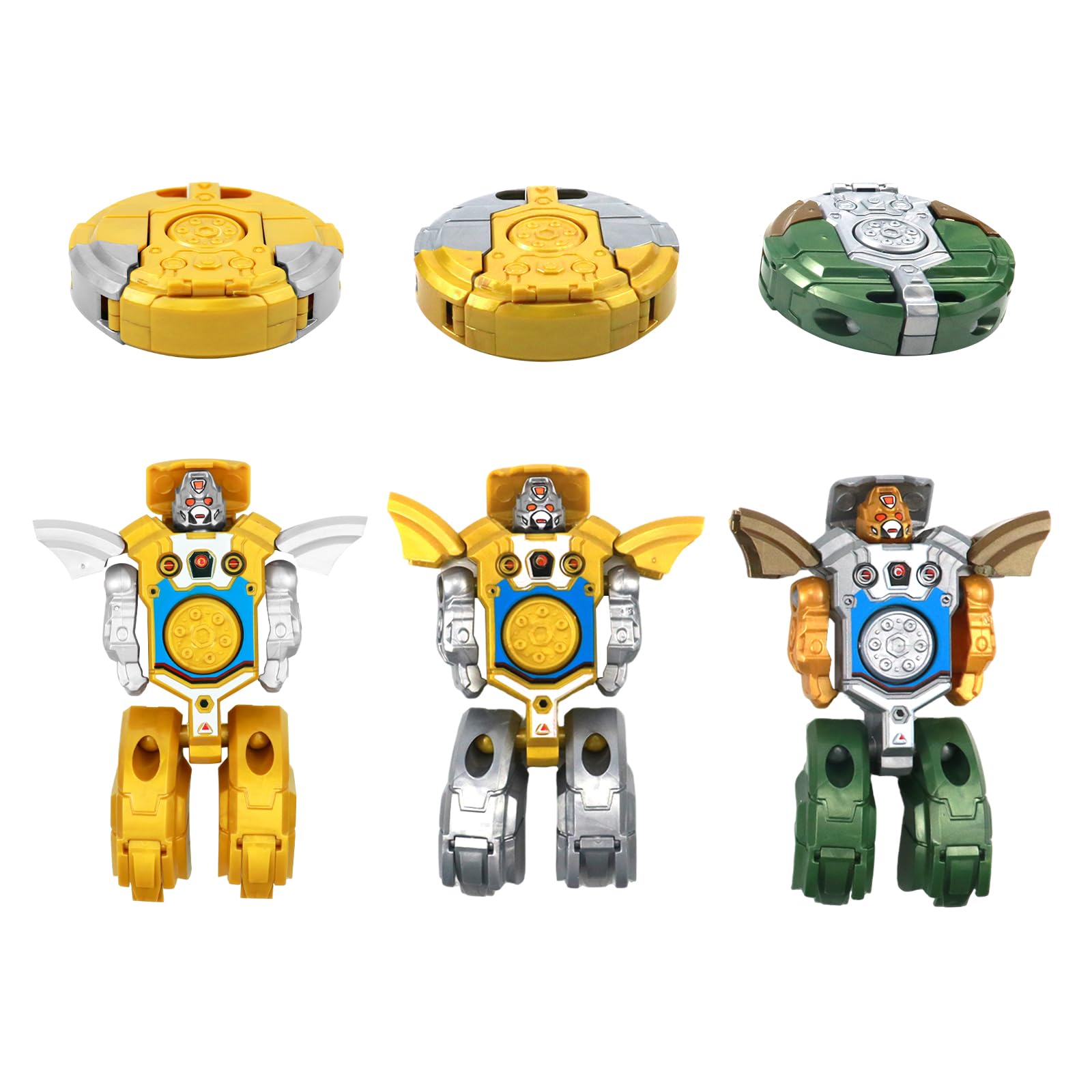 3-Pack Transformable Fidget Spinner Robots – Gold/Silver/Green | Stress Relief Fidget Toys for Kids | 2-in-1 Transformable Fidget Spinner & Robot Figures | Durable Fidget Spinners for Kids & Adults