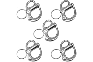 MDEOOSKY 5 Pcs 35mm(3/8 Inch) Fixed Snap Shackle with Quick Release Pin 316 Stainless Steel Marine Grade for Lifting and Rigging Needs or Marine Applications