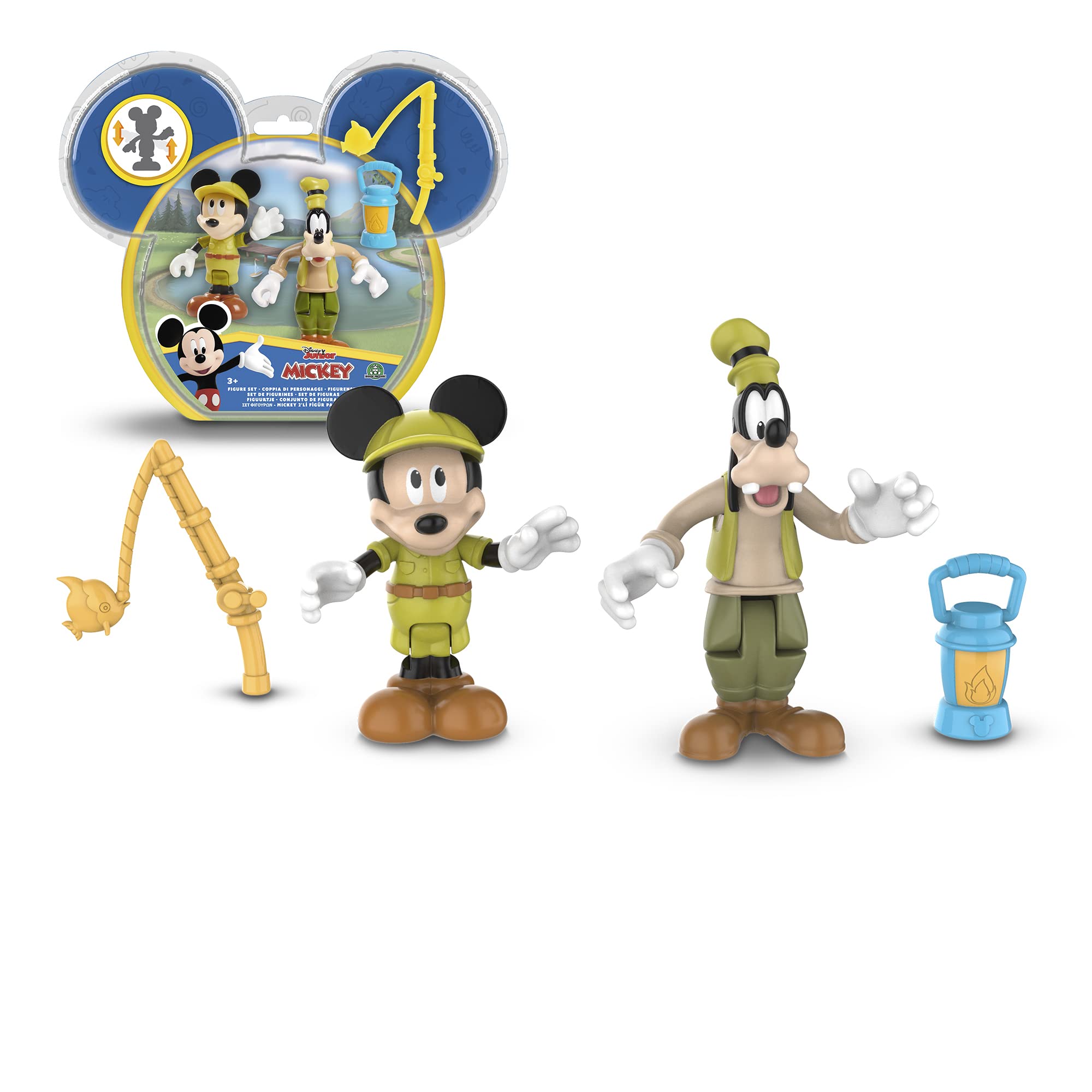 Mickey, 2 Articulated Figures 7.5 cm with Accessories, Camping Theme, Toy for Children from 3 Years, Mcc043
