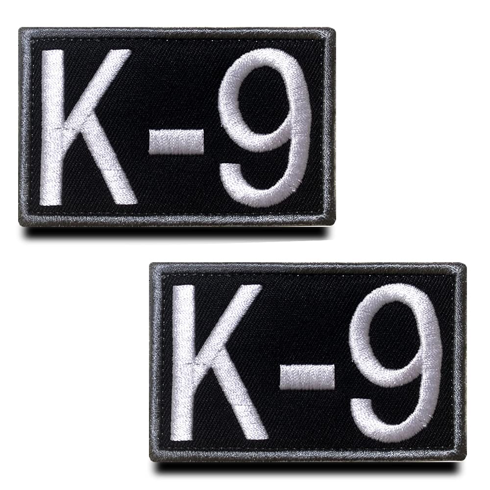 Zcketo 2-Pack K9 Tactical Patch for Military and Police Service Dogs, Embroidered Applique Hook & Loop