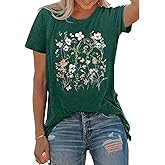 BLACKOO Women Graphic Tee Casual Floral T Shirts