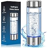 Hydrogen Water Bottle - Portable Hydrogen Water Ionizer Machine SPE PEM Tech, Rechargeable Hydrogen Rich Water Glass Bottle for Home Gym Office and Travel