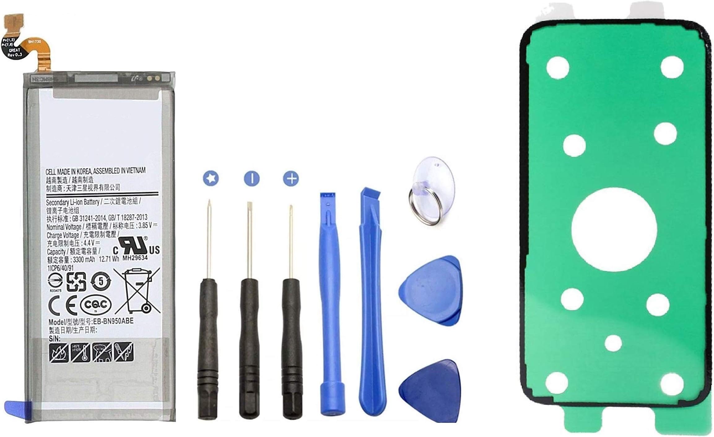 Asesino Battery Compatible with Samsung Note 8 (3300mAh) with Replacement Toolkit for N950 EB-BN50BBE [12-Month Warranty]