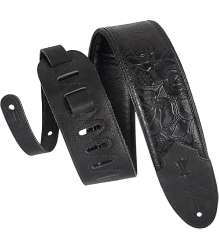 Levy's DM2-BLK Sangle de Guitare 2.5 Leather with Leather Bolt - Black