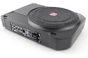 10 Inch 800W Slim Under Seat Powered Car Subwoofer, Built - in Car/Truck Audio Amplifier with Wiring Kit & Multi Colors Ambie