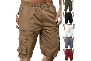 APIVOE Cargo Shorts for Men Summer Elastic Waist Shorts Lightweight Work Long Shorts Big and Tall Cargo Shorts with Pockets