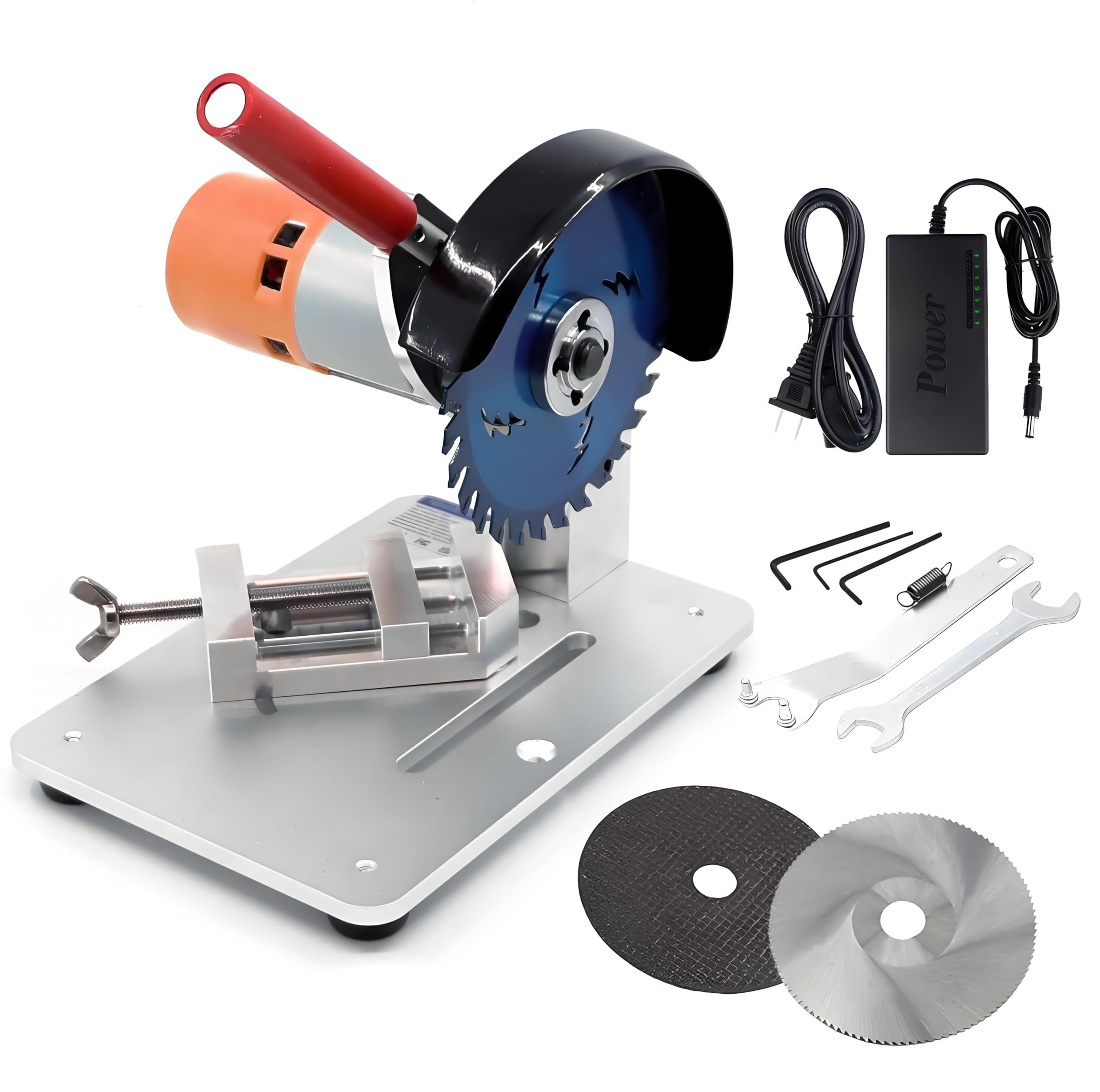 Photo 1 of WQV Mini Miter Saw, 775 Motor Cut Off Mini Chop Saw, 4 inch Circular Saw with Angle Adjustable Vise & 3 Blades for Craftsman DIY Crafts Hobby PVC Wood Cutting, Adjustable Speed