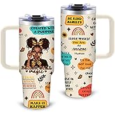 Black Girls Gifts for Women - 30oz Black Girls Tumbler with Handle and Straws Stainless Steel Insulated Travel Mugs, Leak-Proof, Inspiration Gifts for African Black Women Birthday Christmas Water Cups