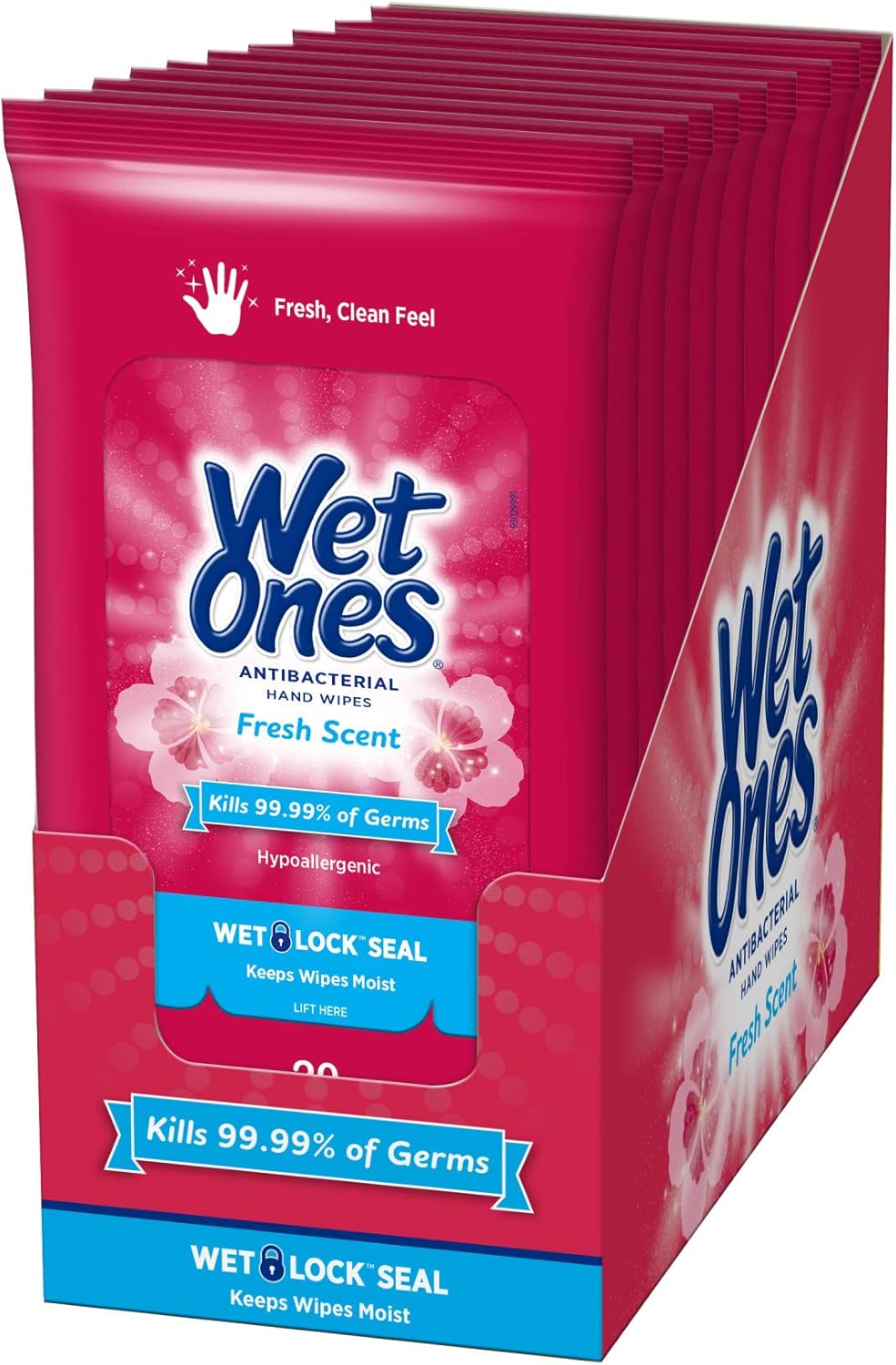 Wet Ones Antibacterial Hand Wipes, Fresh Scent, 20 Count (Pack of 10