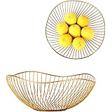 IEEK 2 Pack Metal Wire Fruit Bowls for the Counters Anti Rust Vegetables and Fruit Serving Bowls Decorative Countertop Center