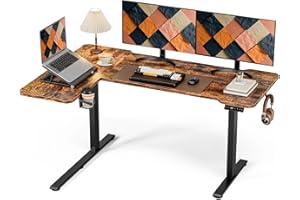 Acrolix L Shaped Standing Desk 59 inch Electric Height Adjustable Desk, Reversible Study Writing Gaming Computer Desks with S
