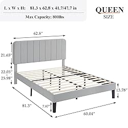 VECELO Queen Size Bed Frame with Upholstered