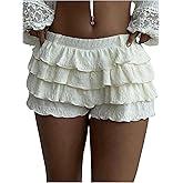 BEAUDRM Women's Y2k Ruffle Shorts Frilly Micro Short Texture Puffy Mini Shorts Low Rise Bloomers Party Club Boyshorts