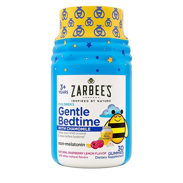 ZARBEE’S GENTLE BEDTIME GUMMIES FOR KIDS – MELATONIN-FREE BLEND OF NATURAL HONEY, RASPBERRY LEMON, AND CHAMOMILE HELPS CHILDREN UNWIND AND RELAX TO PREPARE FOR SLEEP, 30CT