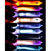 Noble Rare Luminous Gases Element Collection, Pack of 9 | 99.999% Purity, Including Helium,Neon, Argon, Krypton, Xenon, Nitrogen, For Collection, Display, Teaching, Gift