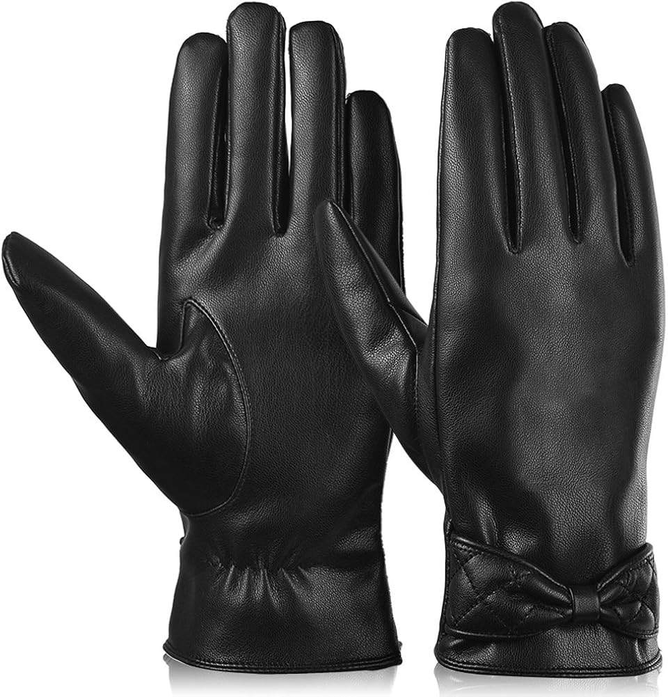 Vbiger Womens Driving Gloves Cold Weather Warm Gloves Mittens, Black