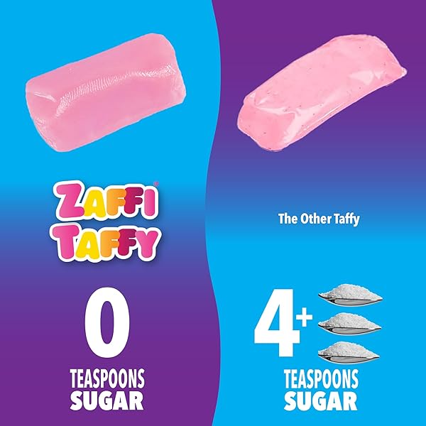 ZAFFI TAFFY SUGAR FREE CANDY – DYE FREE, KETO & DIABETIC-FRIENDLY, DENTIST-APPROVED TREATS FOR KIDS (STRAWBERRY + BANANA, 5.0 OZ)