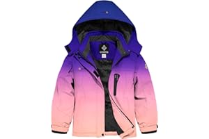 GEMYSE Girl's Waterproof Ski Snow Jacket Hooded Fleece Lined Windproof Winter Jacket