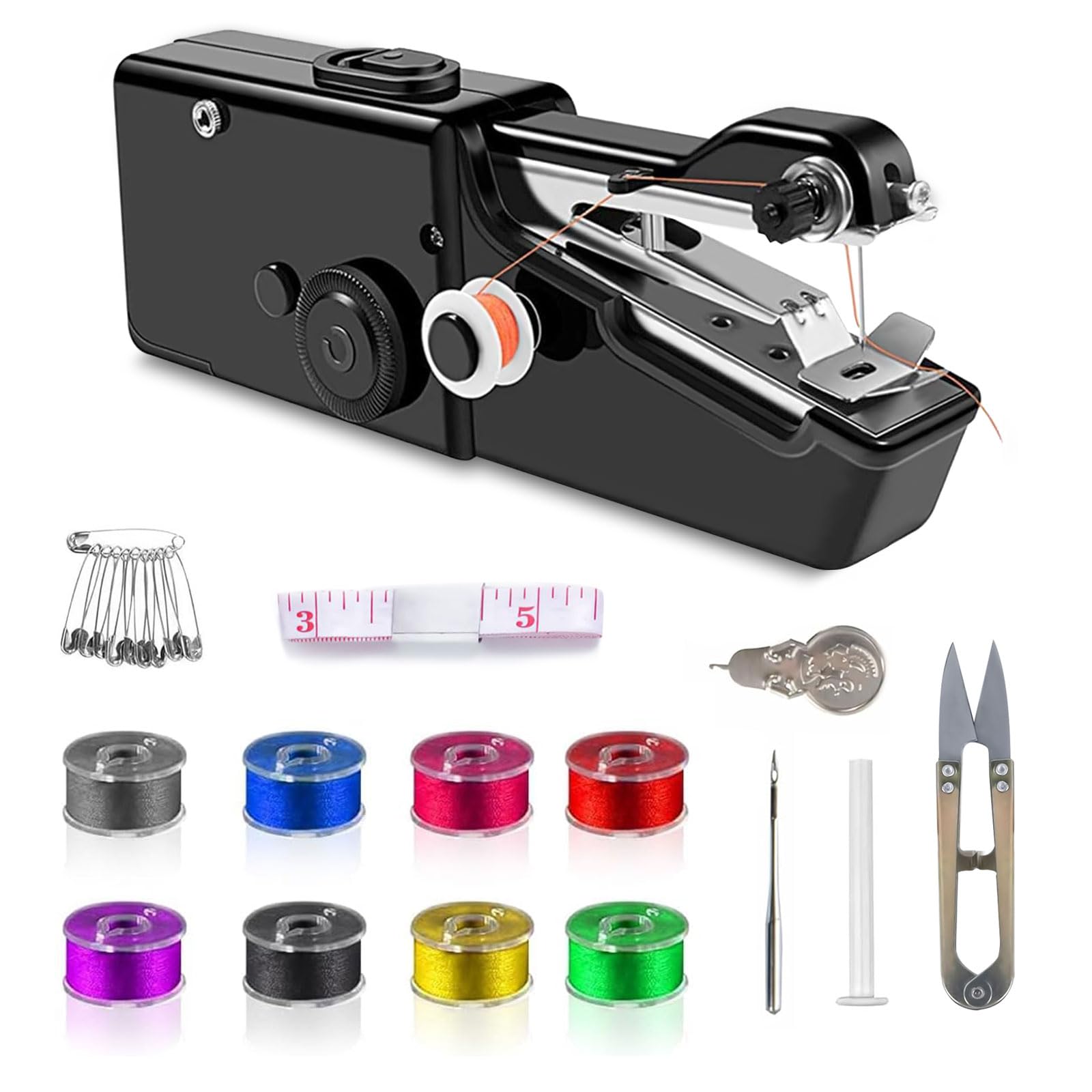 Photo 1 of Handheld Sewing Machine, Portable and Easy-to-Use Mini Sewing Machine, Battery and USB Operated, Ideal for Beginners and Home Use - Black