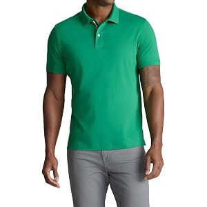UNTUCKit Short Sleeve Wrinkle Free Supima Cotton Polo Shirts for Men