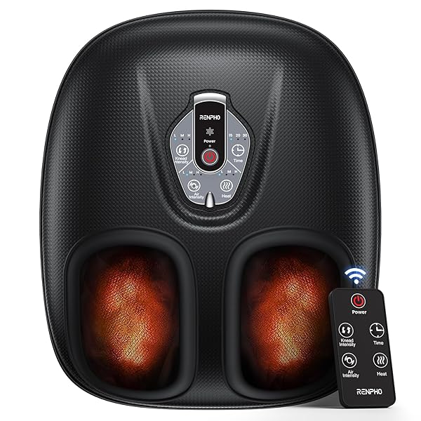 RENPHO FOOT MASSAGER MACHINE WITH HEAT [2026 UPGRADED], SHIATSU FOOT MASSAGER FOR PLANTAR FASCIITIS, VALENTINES DAY GIFTS FOR WOMEN, CORDLESS CONTROL, FSA ELIGIBLE HSA STORE ELIGIBLE, BK