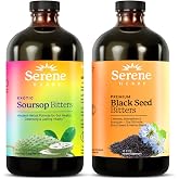 Serene Herbs Soursop Bitters Liquid &amp; Black Seed Bundle &ndash; Organic Herbal Guanabana for Digestive Support &ndash; Vegan, Non-GMO &ndash; 32 oz (16 oz Each), (2 Pack)