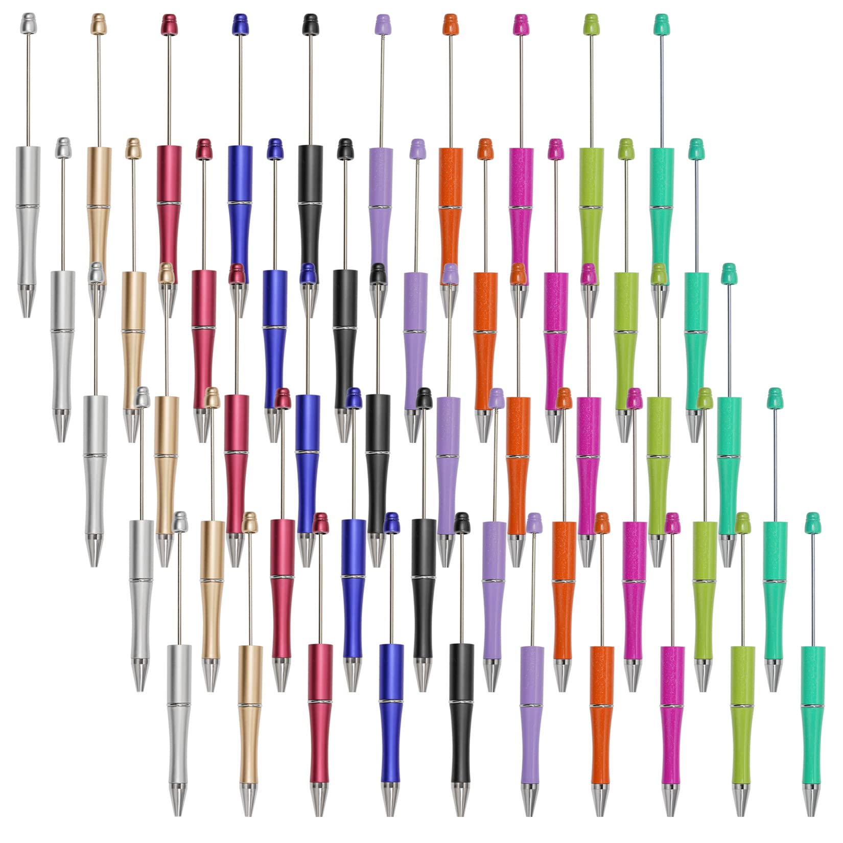 Photo 1 of jiebor 50Pcs Beadable Pens Plastic Bead Black Ink Ballpoint DIY Cute Cool Pens for Journaling Students Teacher Bridal Graduation Gift Office Supplies Multicolor