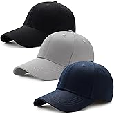 MEQUER 3 Pack Baseball Caps, Full Cotton Hats for Men Women, Adjustment Mens Hats for Golf Running Outdoor Workouts, Blue+Gre