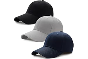 MEQUER 3 Pack Baseball Caps, Full Cotton Hats for Men Women, Adjustment Mens Hats for Golf Running Outdoor Workouts, Blue+Gre