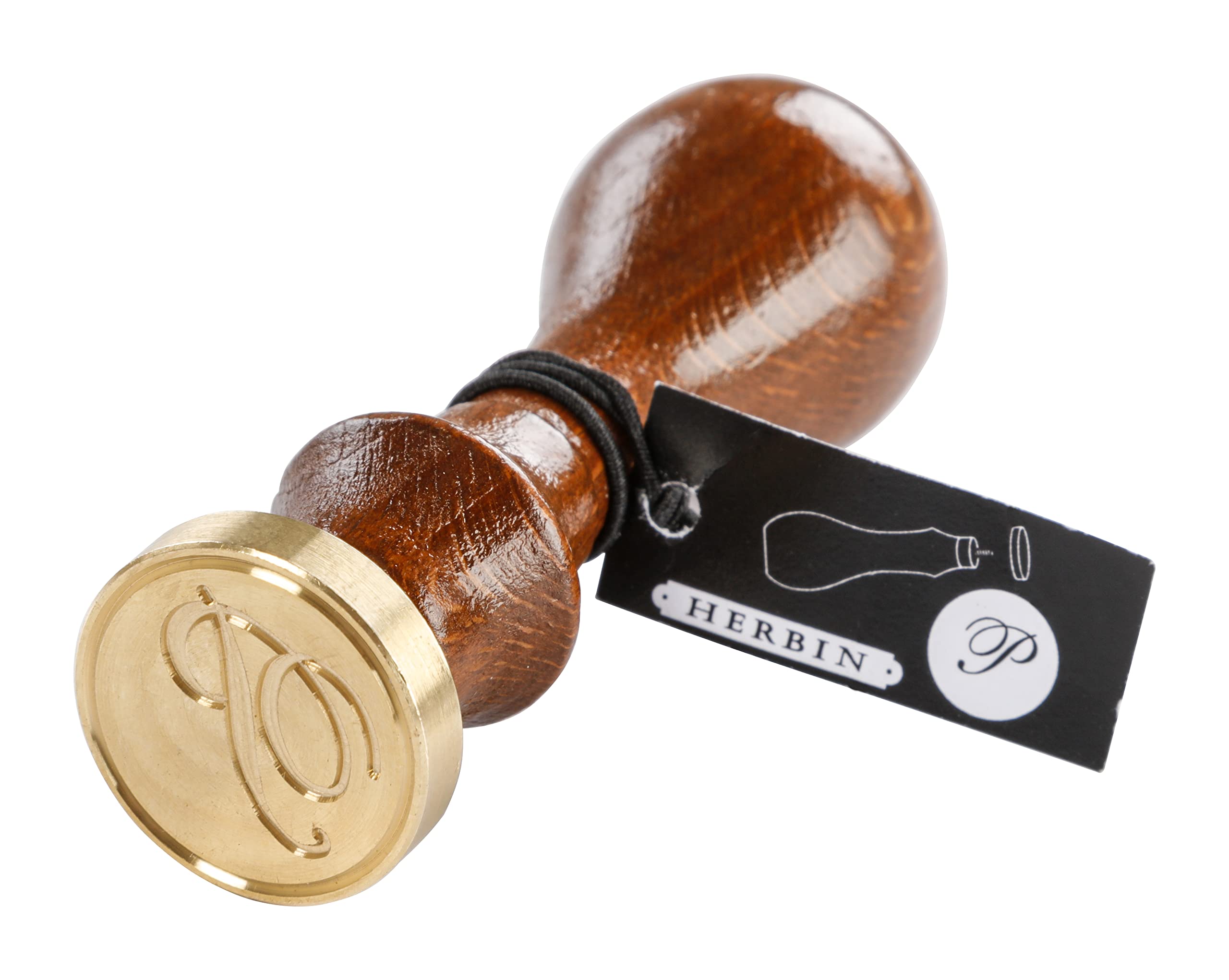 Jacques Herbin 40116T - A round seal with varnished wooden handle - Copperplate - The Letter P - Manufactured in France - Creative Art Tool - Wax Stamp — image 1