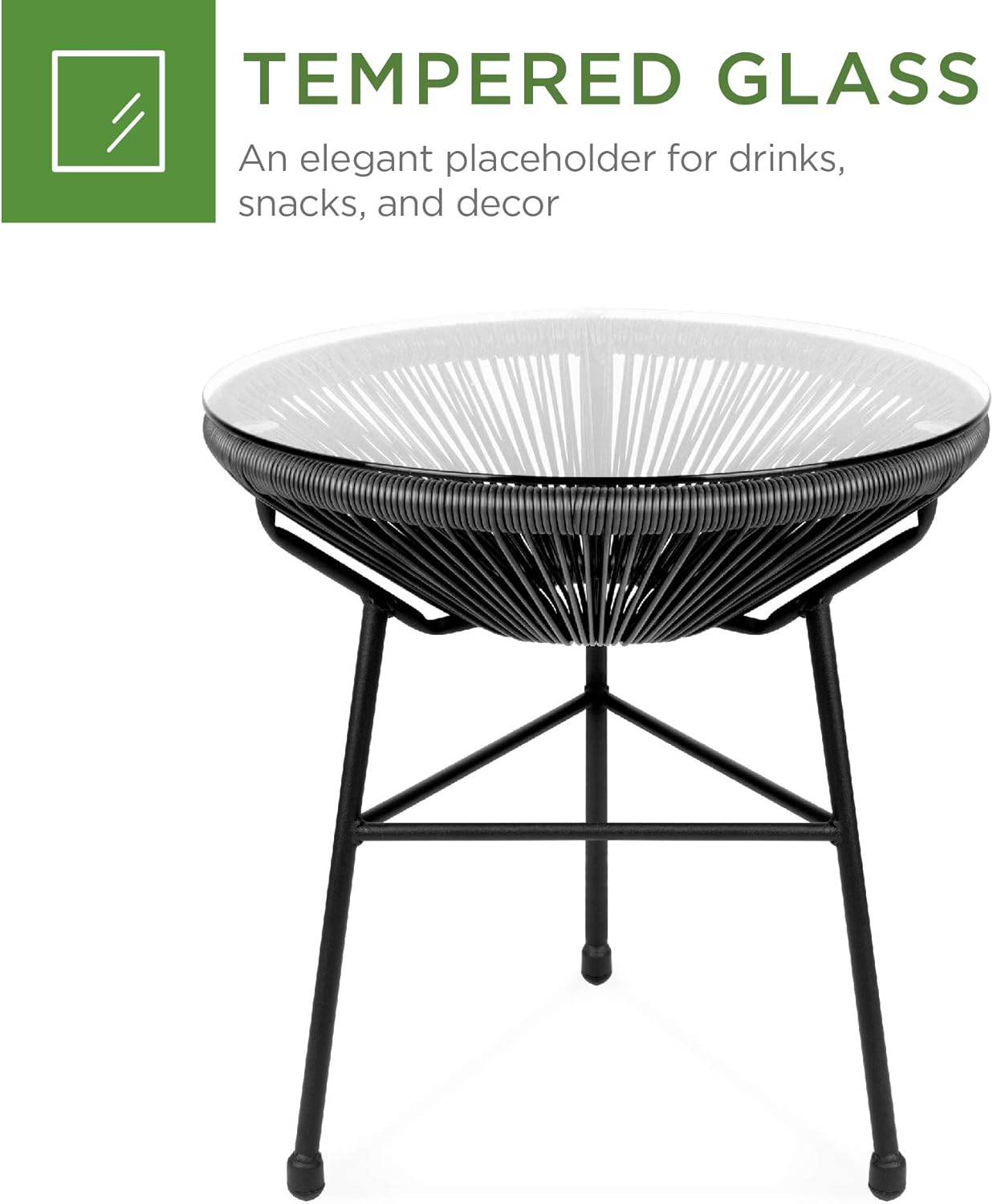 rope patio set on Best Choice Products 3 Piece Outdoor Acapulco All Weather Woven Rope Patio Conversation Bistro Set W Glass Top Table And 2 Rocking Chairs Black Patio Furniture Accessories Kolenik Patio Furniture Sets