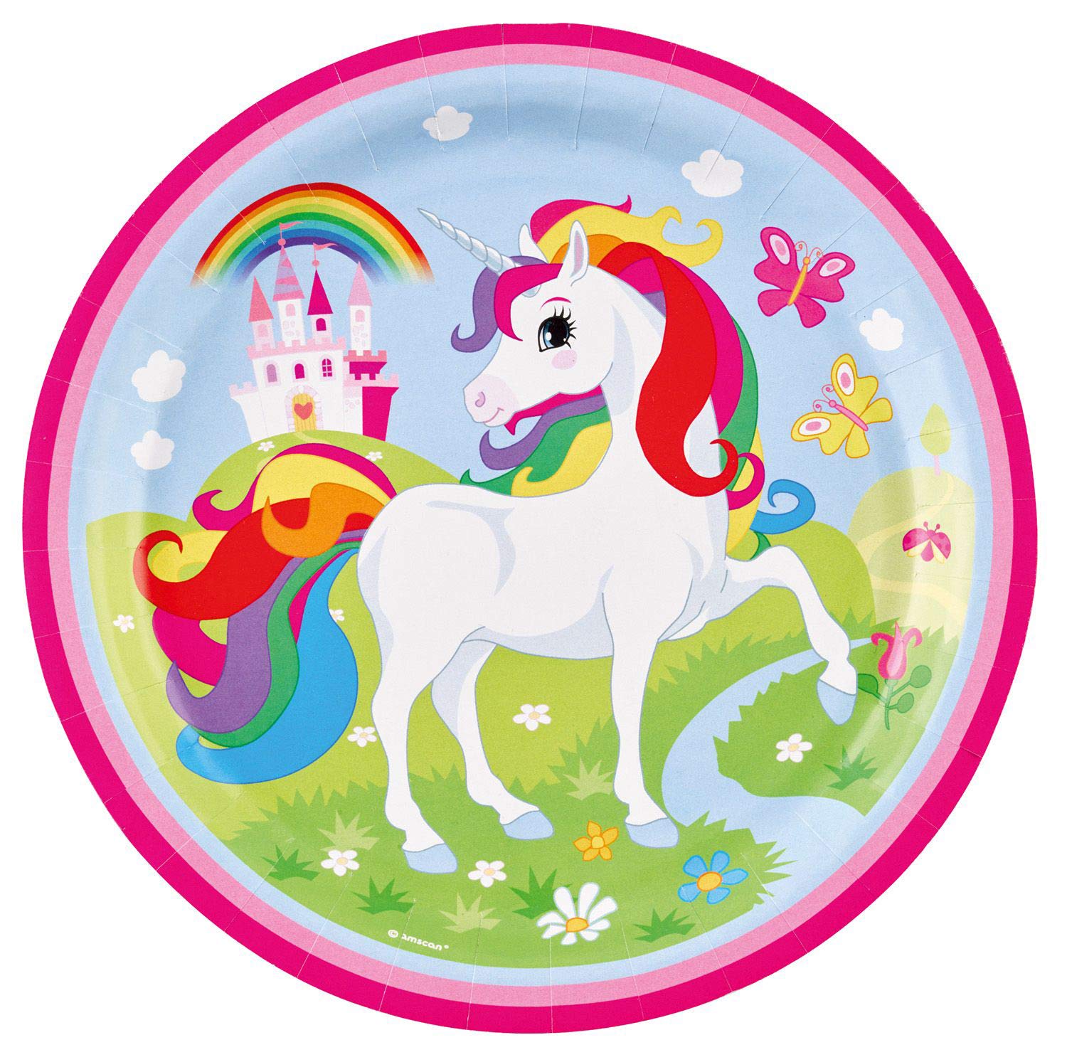 (PKT) Unicorn Paper Plates 23cm (8 pk)