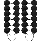 CHuangQi Mouse Ears Headband, Solid Black (Set of 12)