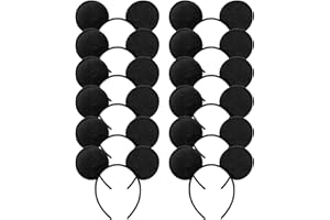 CHuangQi Mouse Ears Headband, Solid Black (Set of 12)