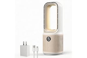 let'me Bladeless Desk Fan, 5-Speed Small Table Fan with 3-Color Night Light, 72° Oscillation, 9-Hour Timer, Wired Power with 