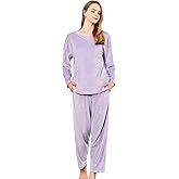 HEARTNICE Women Fleece Pajama Set, Ultra Soft 2 Piece Long Sleeve PJs Set, Warm Pullover Winter Sleepwear