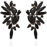 VANGETIMI Vintage Rhinestone Statement Earrings for Women Fashion Bling Colorful Crystal Cluster Drop Dangle Earrings