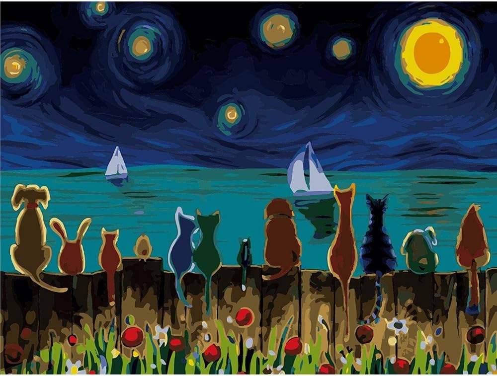 DIY 5D Diamond Painting Full Dril Kits for Adults, Multi-colored Cartoon Animals 12 x 16 inch Paint with Diamonds Embroidery Rhinestone Cross Stitch Arts Craft Canvas for Home Wall Decoration