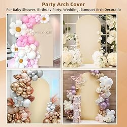 HEMMOTOP 6.6 ft Beige Arch Backdrop Cover, Spandex