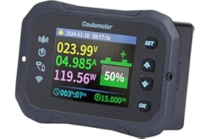 LUCKDANO WiFi Battery Monitor KM105F 10-100V 0-50A Bidirectional Detection Remote Monitoring with Shunt - Enhanced LCD Screen