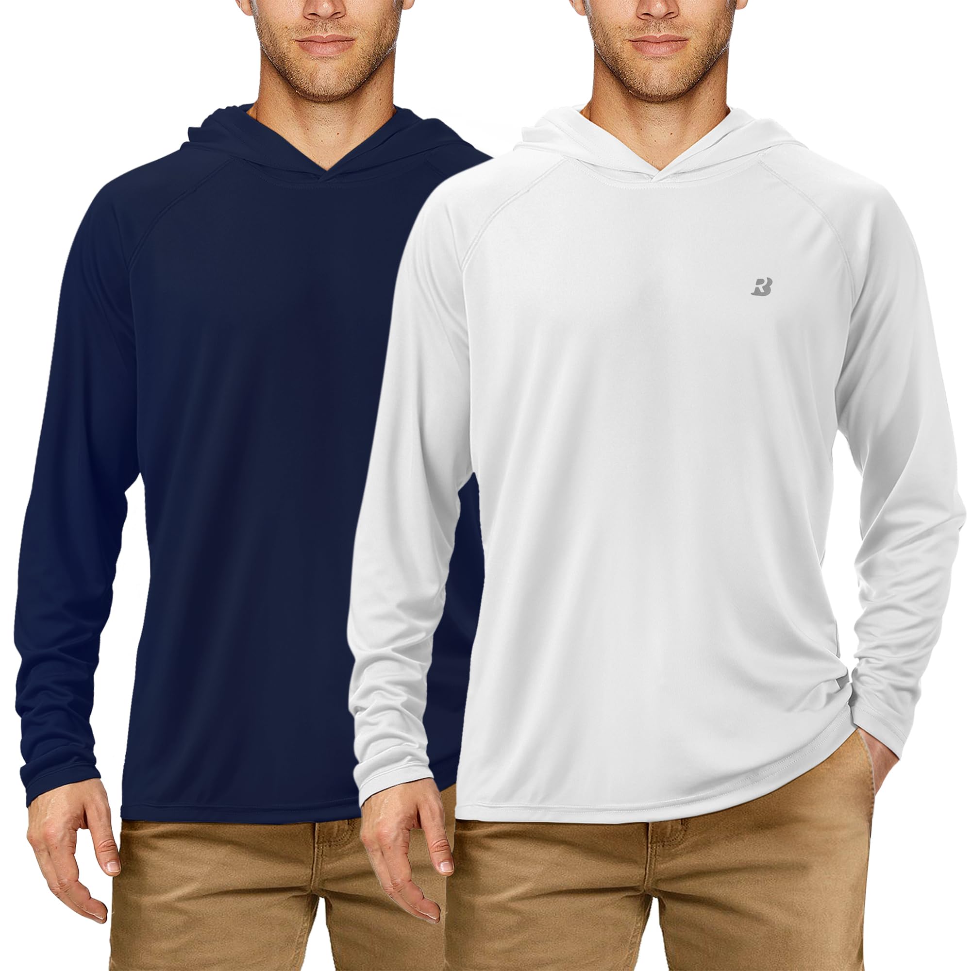 Roadbox 2 Pack UPF 50+ Fishing Shirts for Men Long Sleeve Sun Protection Hoodie Lightweight Outdoor UV Hiking Shirts Image Roadbox 2 Pack UPF 50+ Fishing Shirts for Men Long Sleeve Sun Protection Hoodie Lightweight Outdoor UV Hiking Shirts Image