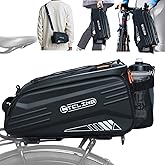 MTSBDM Hard Shell Bike Rear Rack Bag, 10L Waterproof Cycling Pannier with Reflective Strips, Multi-Pocket Design, Shoulder St