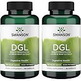 Swanson High Potency DGL (Licorice) - Herbal Supplement Promoting Digestive Health & GI Tract Support - Natural Stomach Soother Made with Licorice Root Extract - (90 Capsules, 750mg Each) (2 Pack)