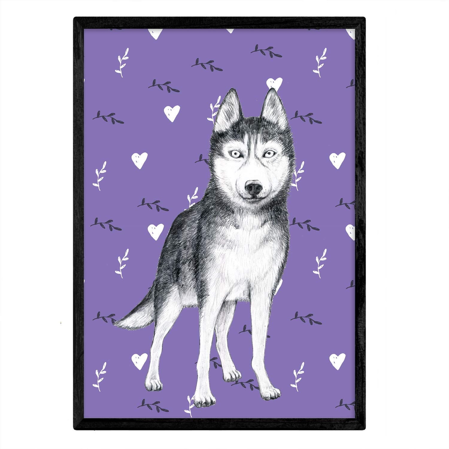 Nacnic Poster Siberian Husky purple. Decorative foil dogs. A4 size โ image 1